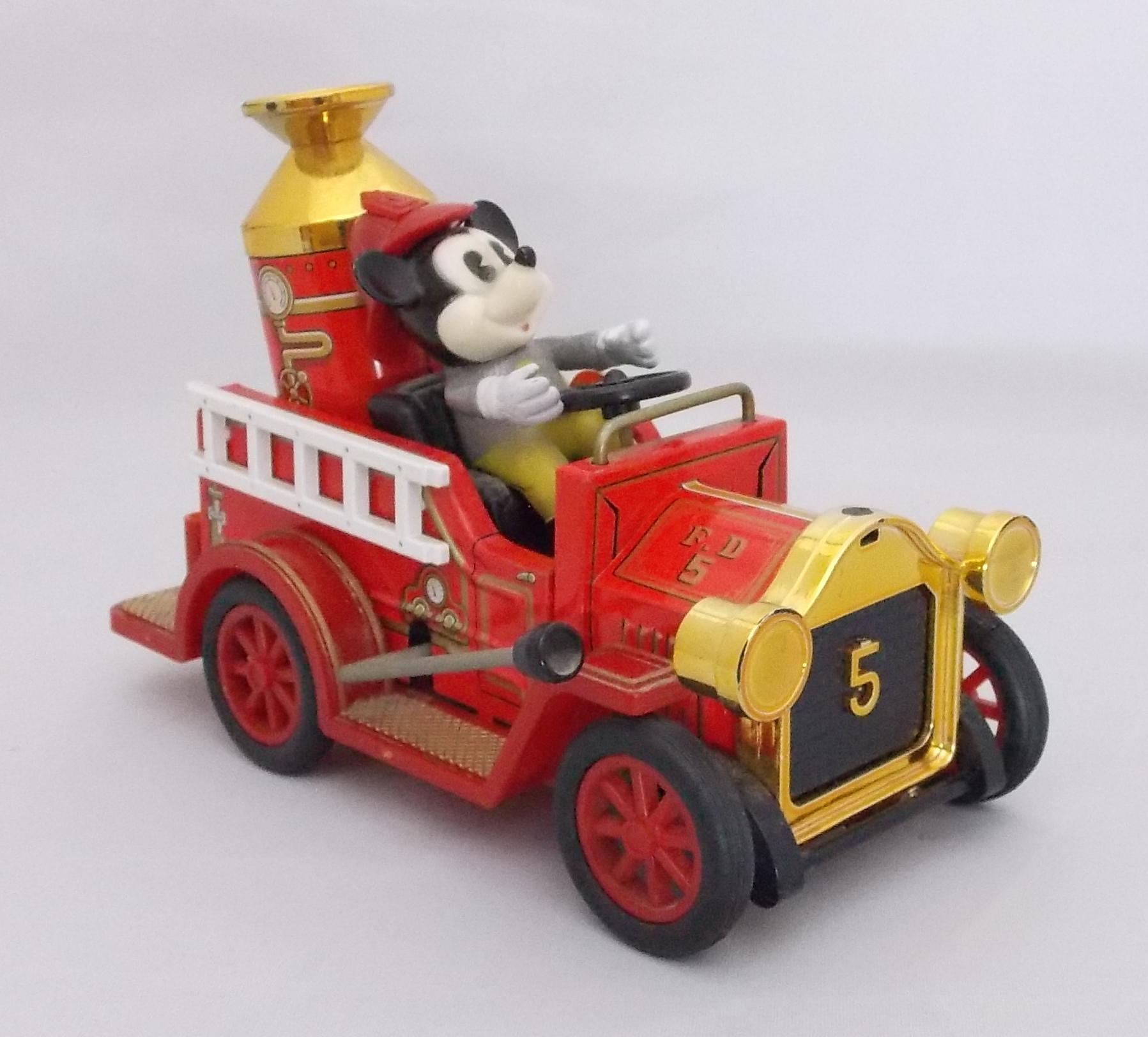 Japanese Tin Litho Mickey Mouse Fire Engine FD 5 Lever Toy