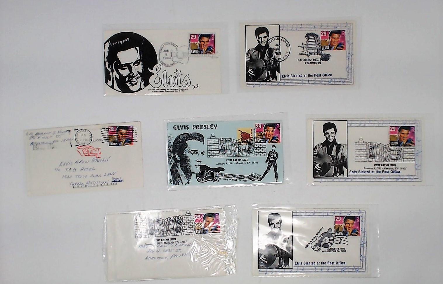 Lot of 7 Elvis Presley First Day Cover Stamps