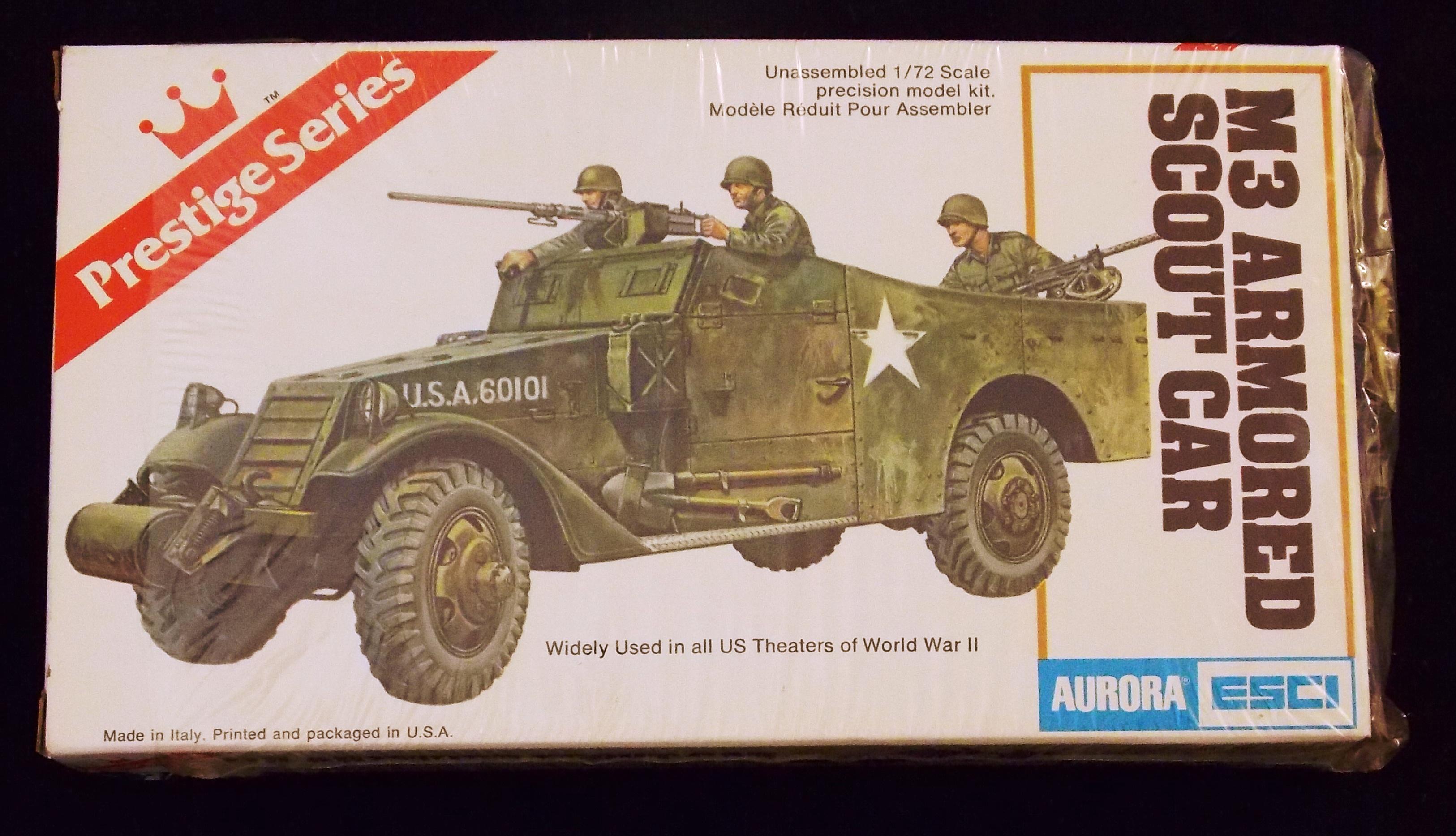 Aurora ESCI - 1/72 Scale M3 Armoured Scout Car Military Vehicle Model Kit