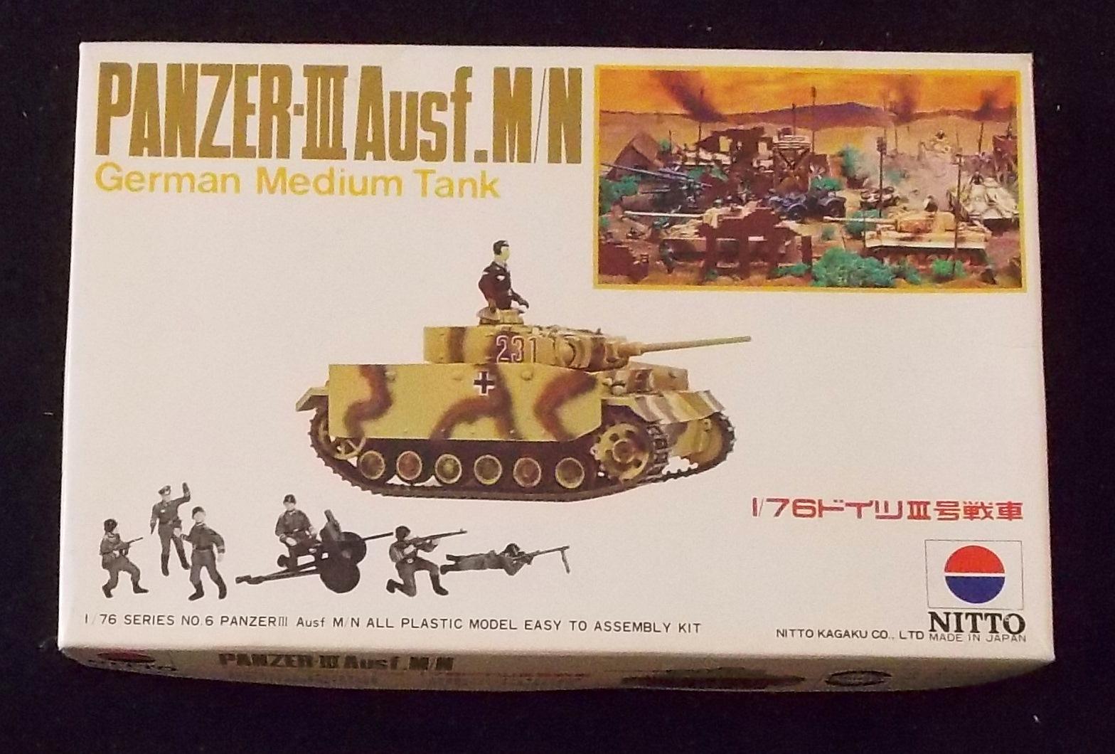 Nitto 1/76 Scale Panzer III Ausf. M/N German Medium Tank Military Vehicle Model Kit