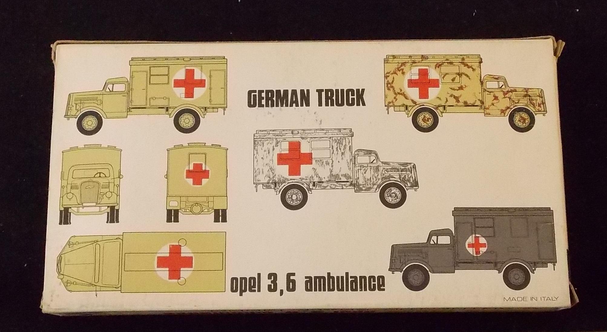 ESCI 1/72 Scale German Truck Opel 3,6 Ambulance  Military Vehicle Model Kit