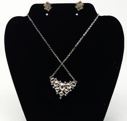Necklace & Earring Set w/ Crystal Glass Pendant