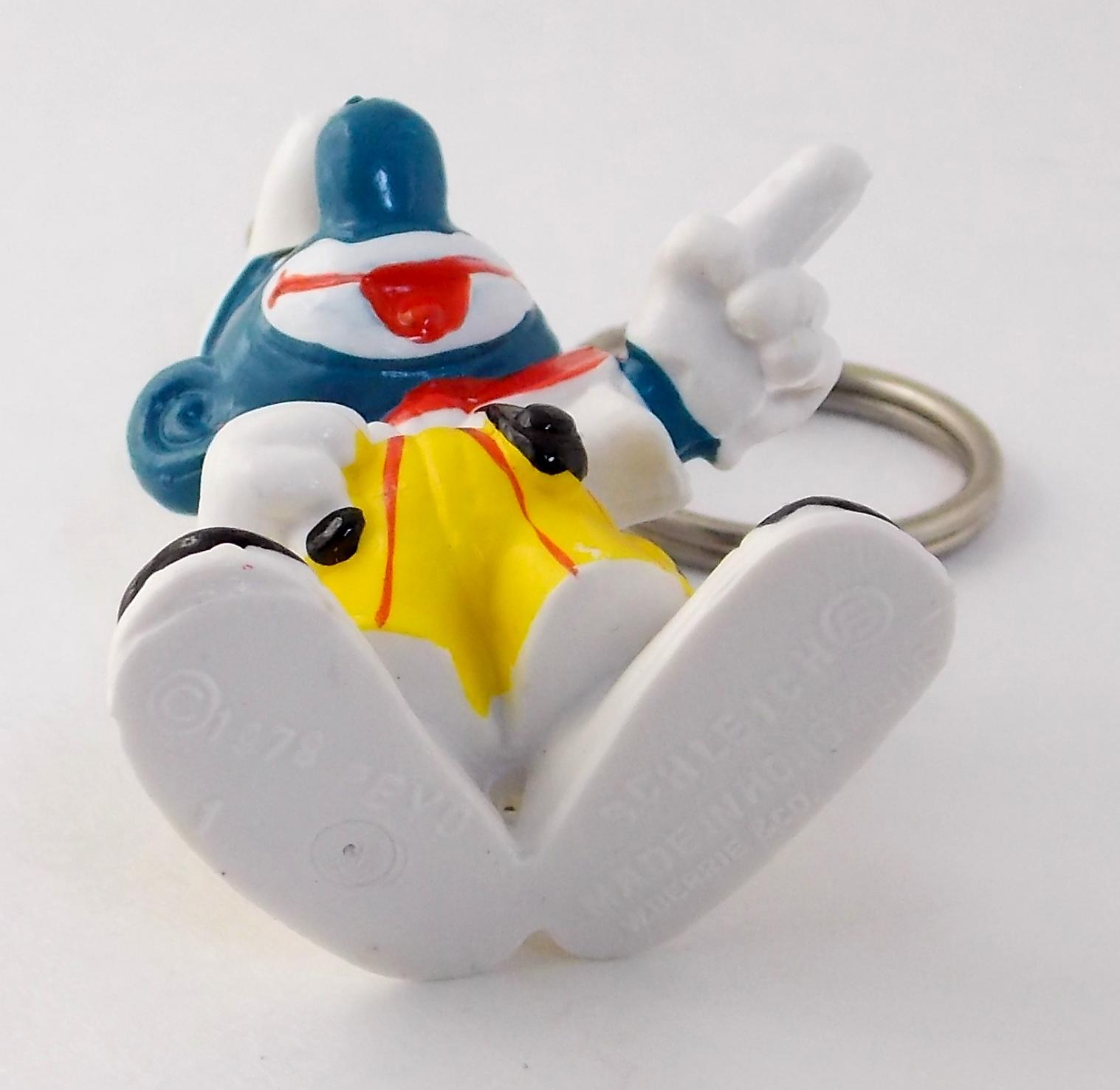 Vintage Clown Smurf PVC Figural Keychain