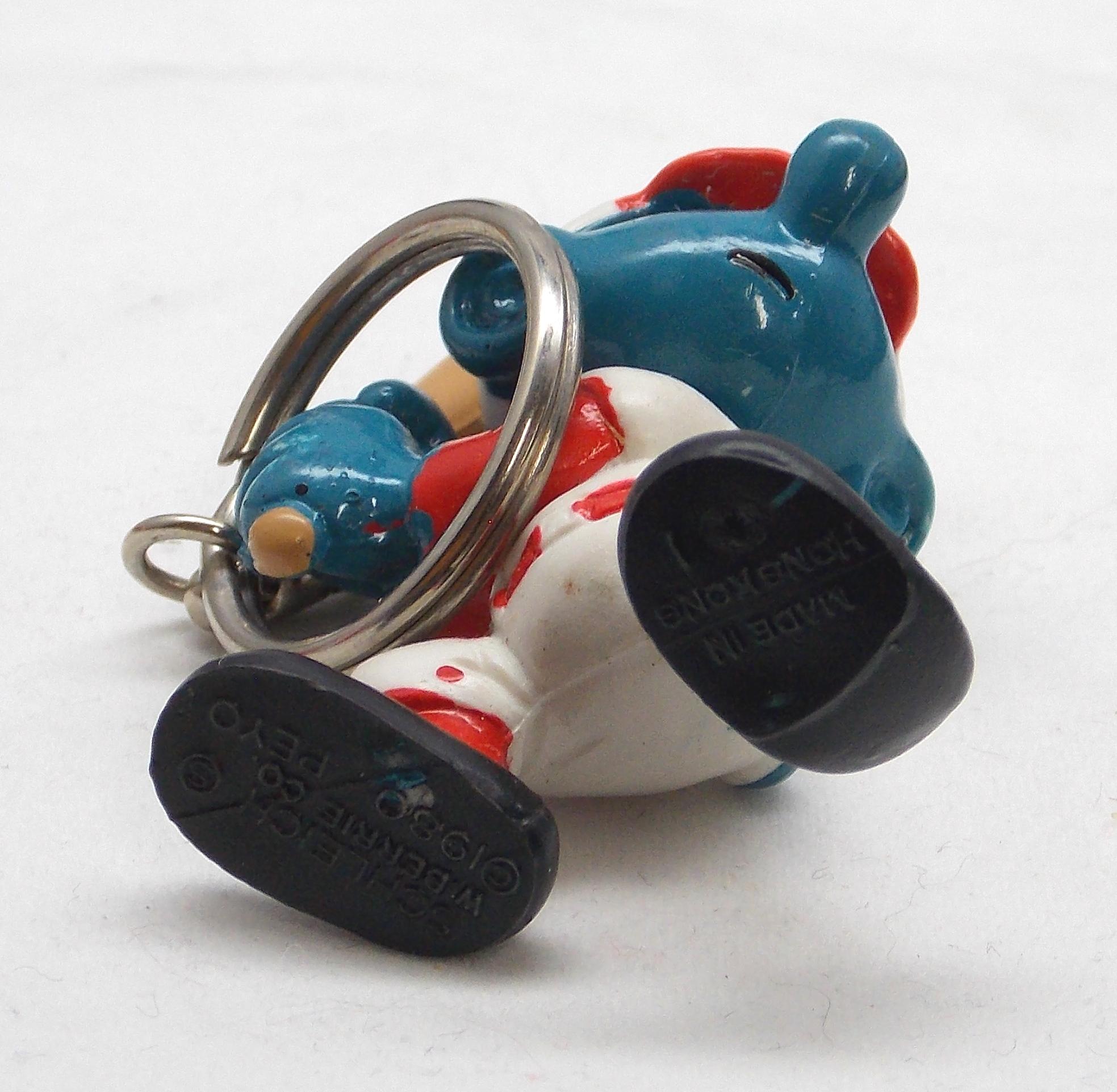 Vintage Baseball Smurf PVC Figural Keychain