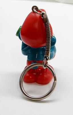 Vintage Chemist Papa Smurf PVC Figural Keychain