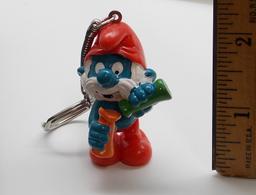 Vintage Chemist Papa Smurf PVC Figural Keychain