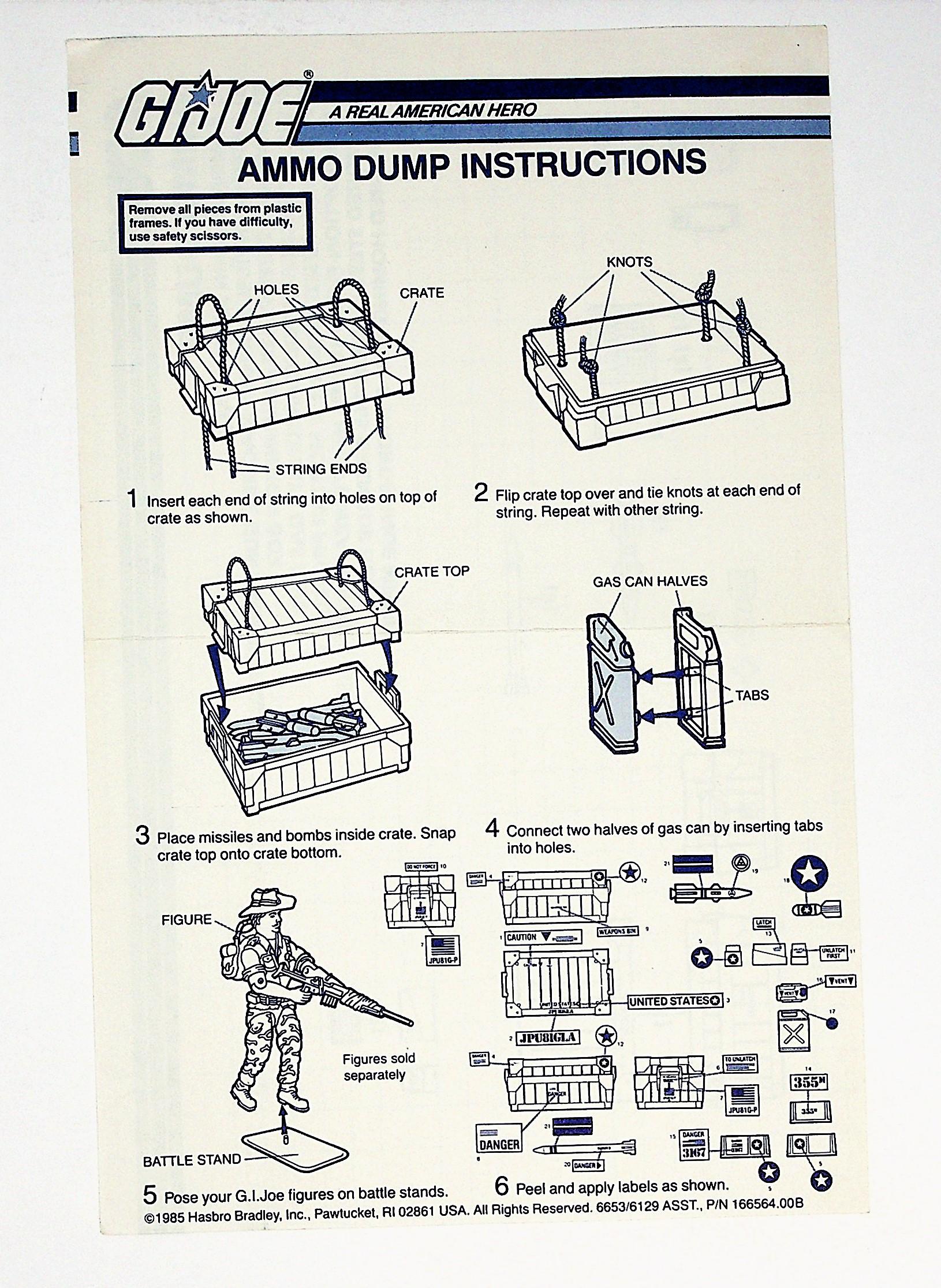 GI Joe Vintage Ammo Dump Original Hasbro Vehicle Blueprints / Instructions Hasbro