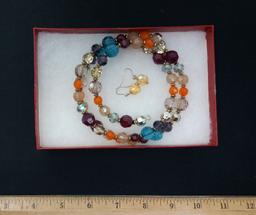 Multicolored Necklace & Earring Set w/ Multicolored Beads