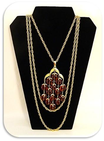 Trifari Crown Vintage Necklace with Citrine Rhinestone