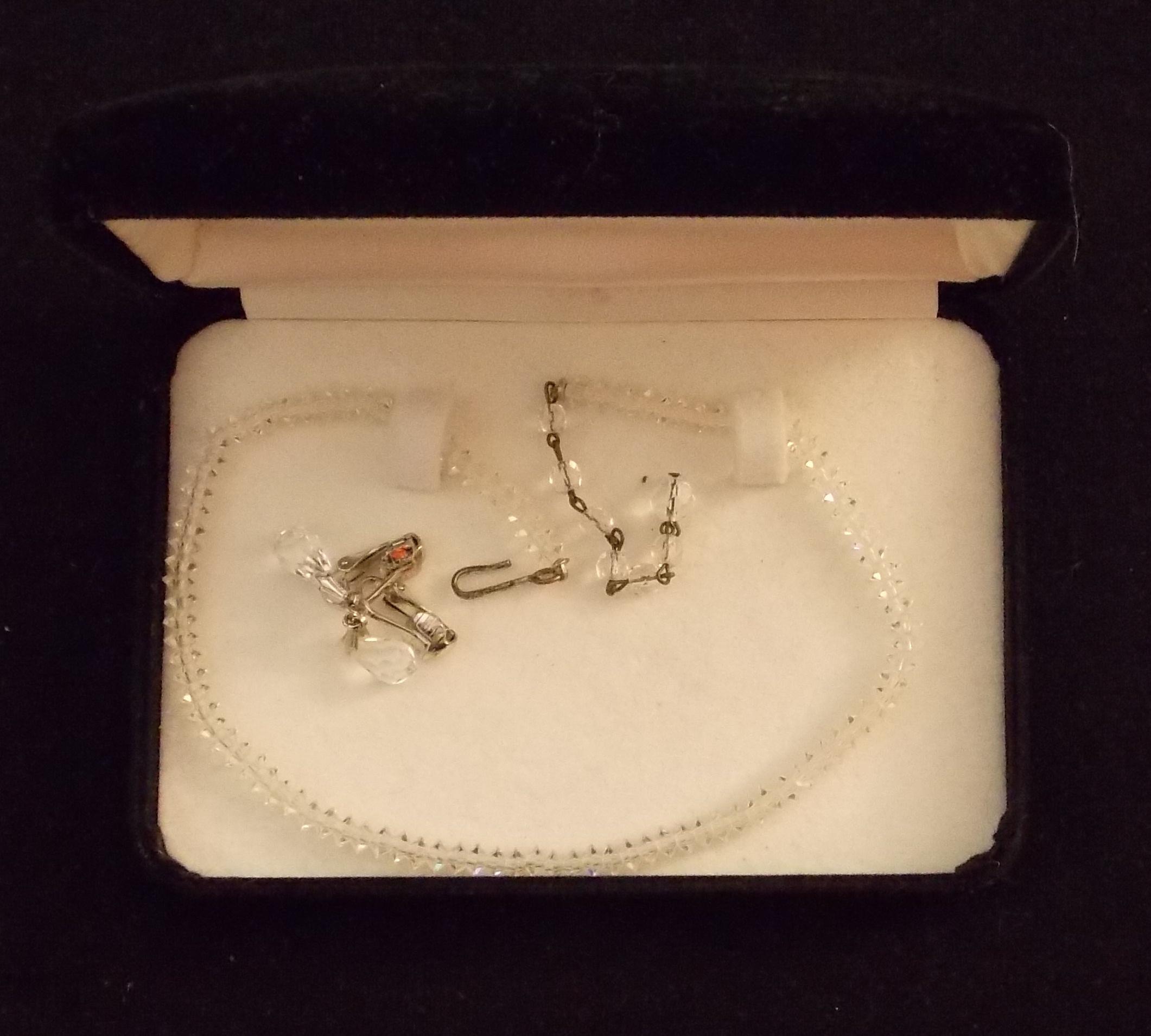 Vintage Necklace and Earring Set with Swarovski Crystal in Box