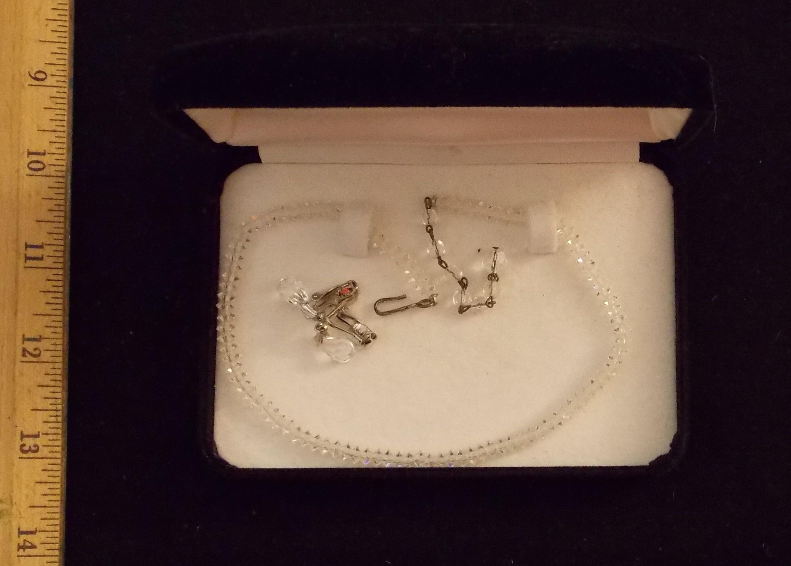 Vintage Necklace and Earring Set with Swarovski Crystal in Box