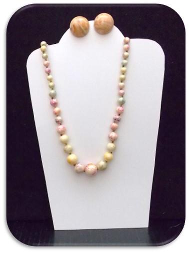 Necklace & Earring set w/ Pink Web & Jasper Beads