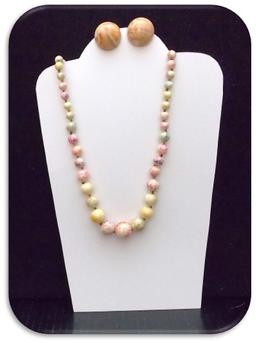 Necklace & Earring set w/ Pink Web & Jasper Beads