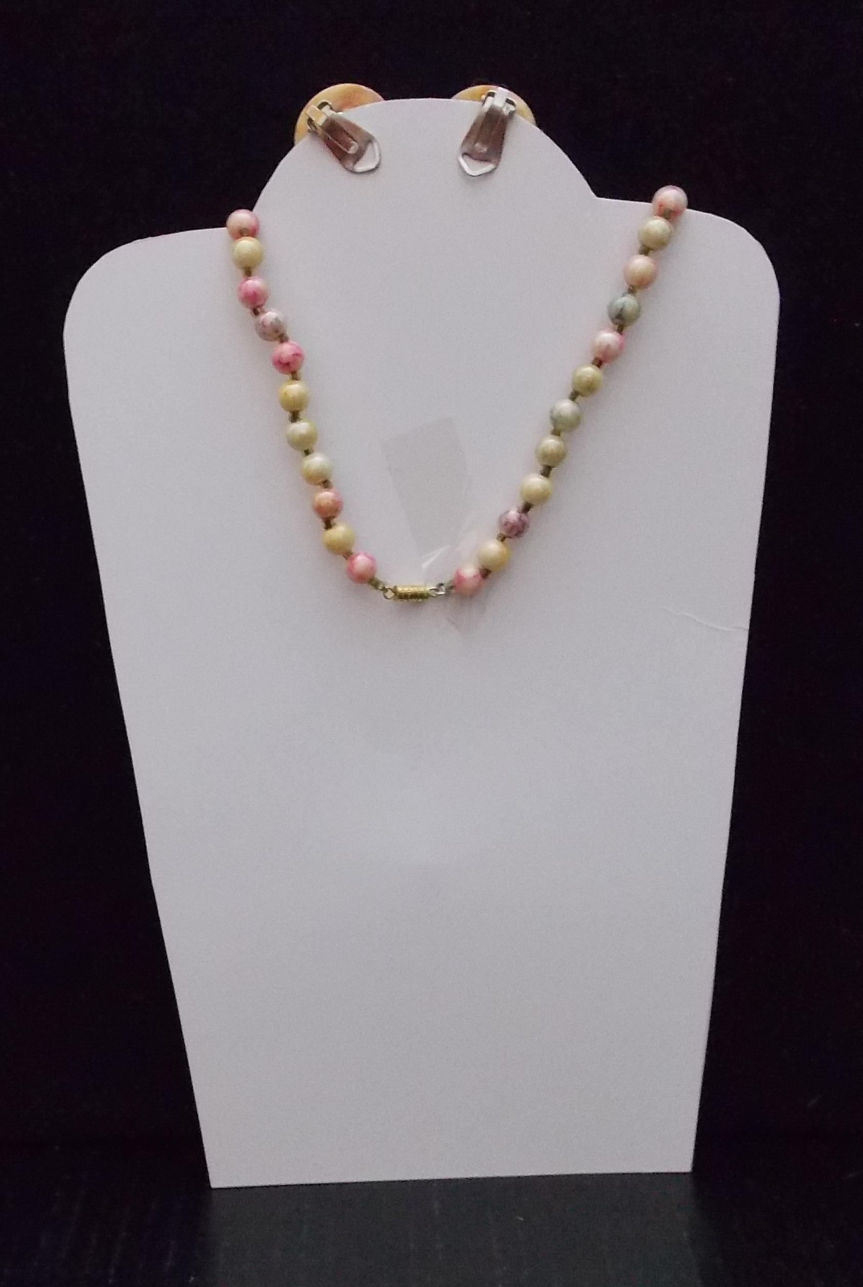 Necklace & Earring set w/ Pink Web & Jasper Beads