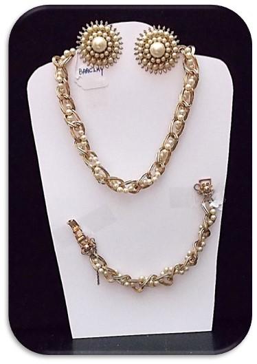 Barclay Necklace, Bracelet, & Earring set w/ Faux Pearl