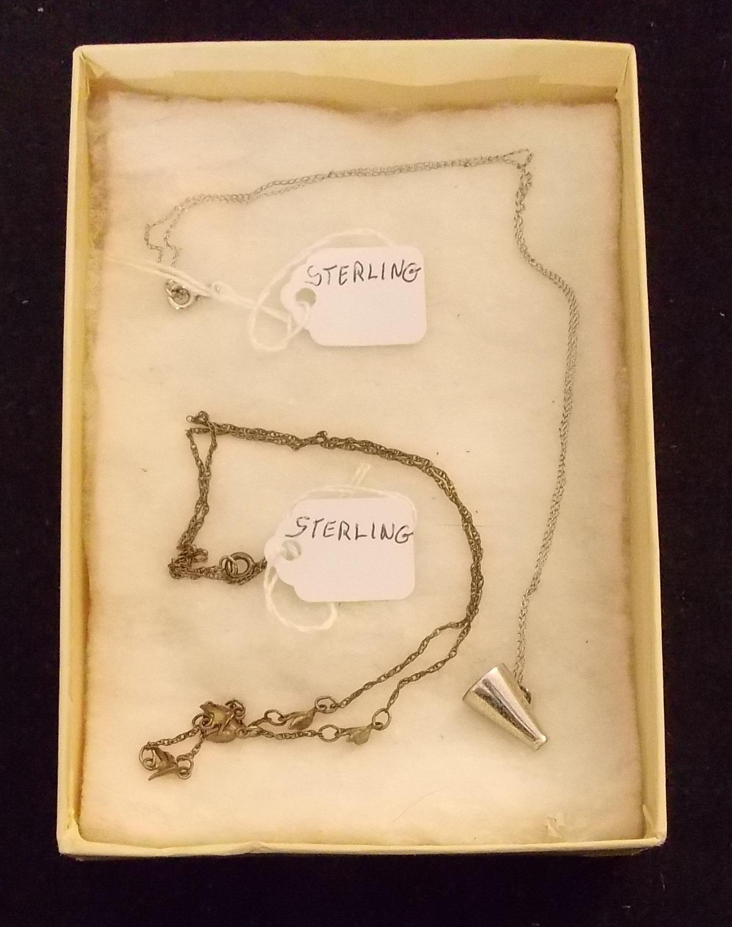 Tray Lot of (2) Sterling Silver Necklaces