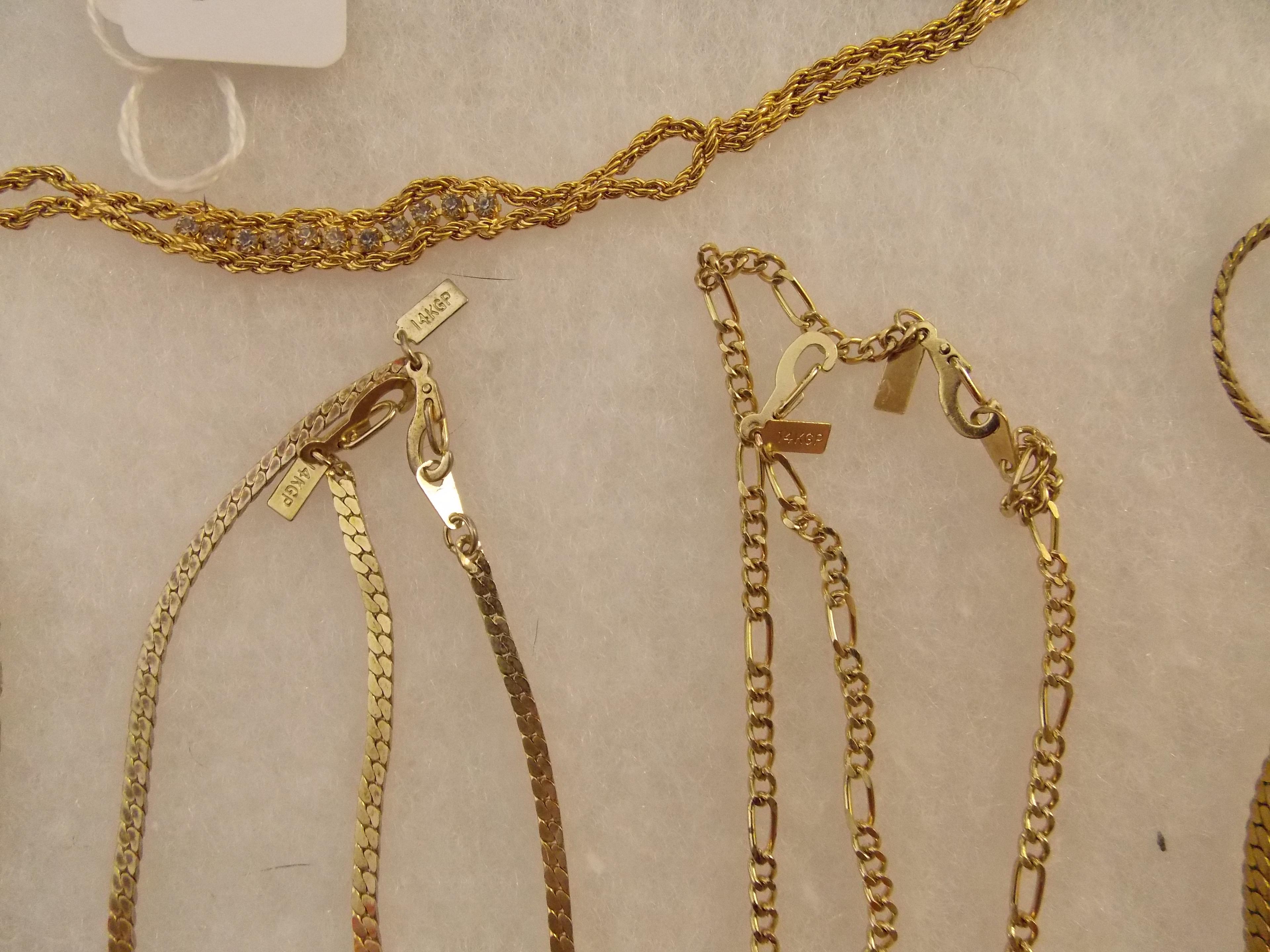 Lot of 14K Gold Plated Necklaces & Bracelets