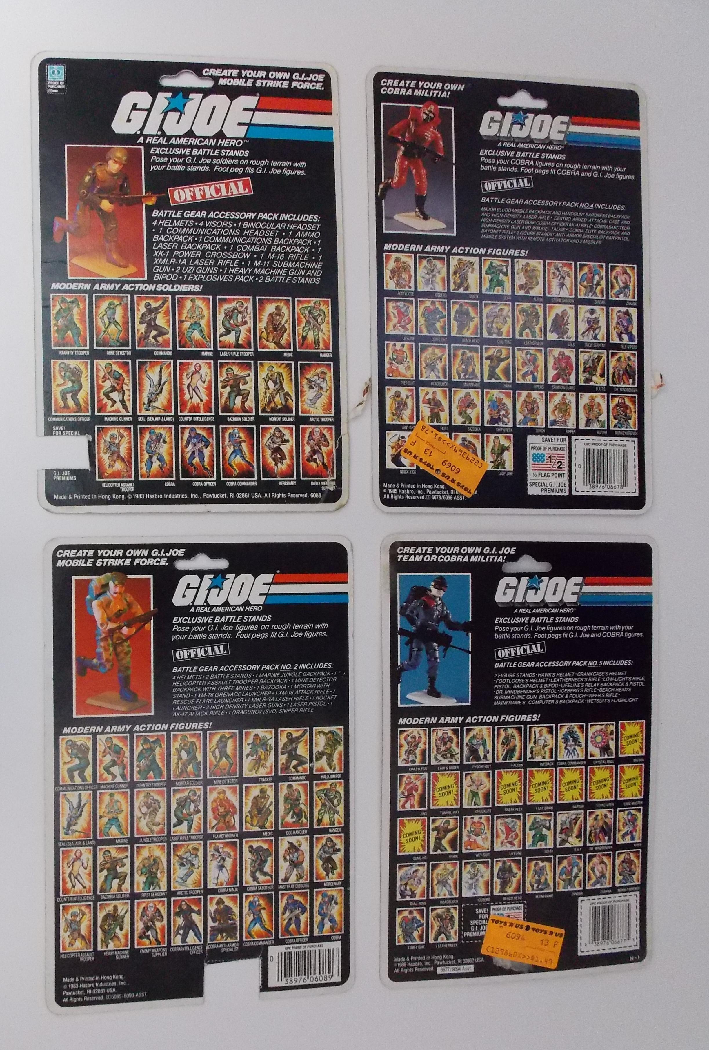 Lot of Vintage Partial GI Joe Card Backs