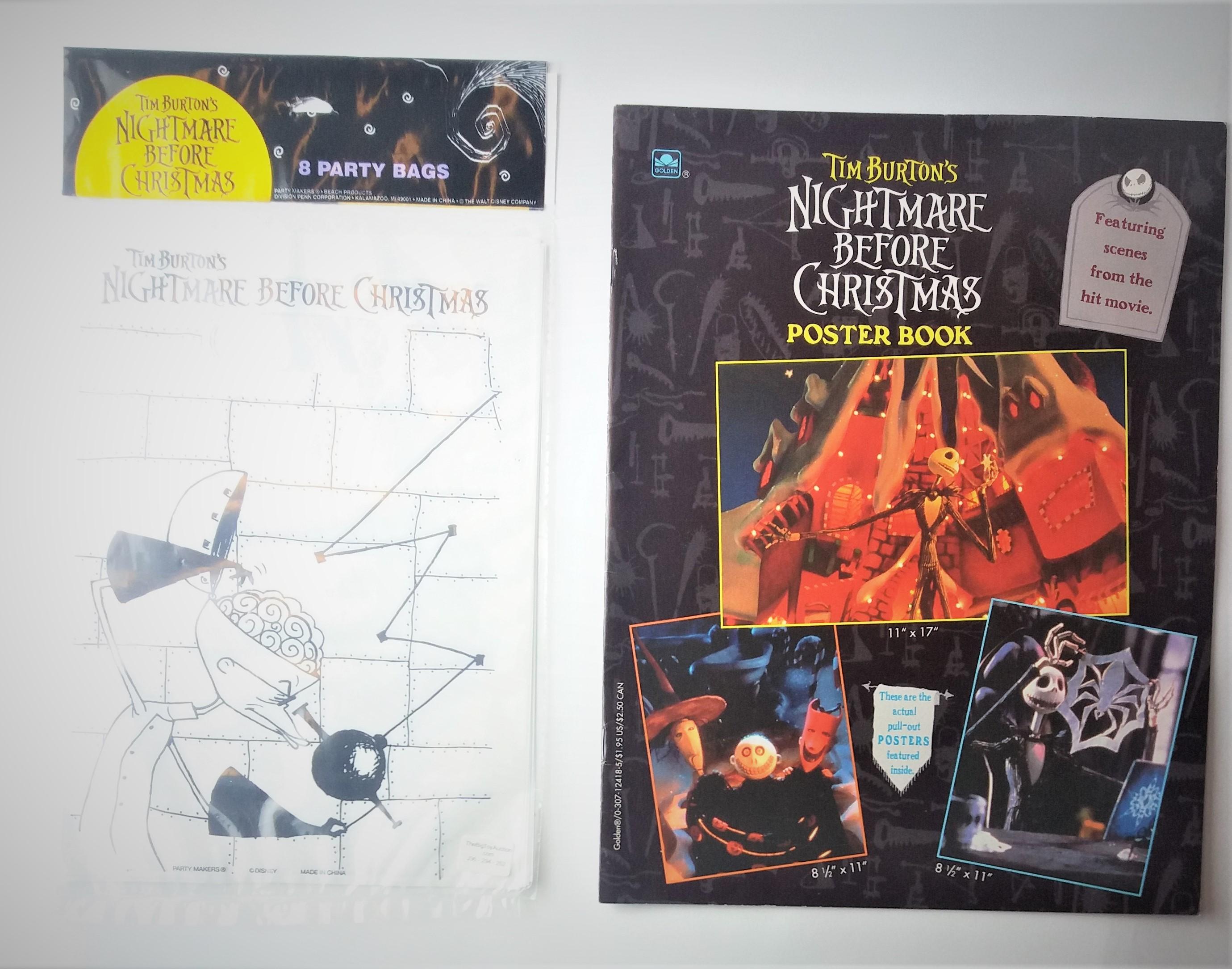 Vintage Disney Nightmare Before Christmas Poster Book & Party Bag/Loot Bags