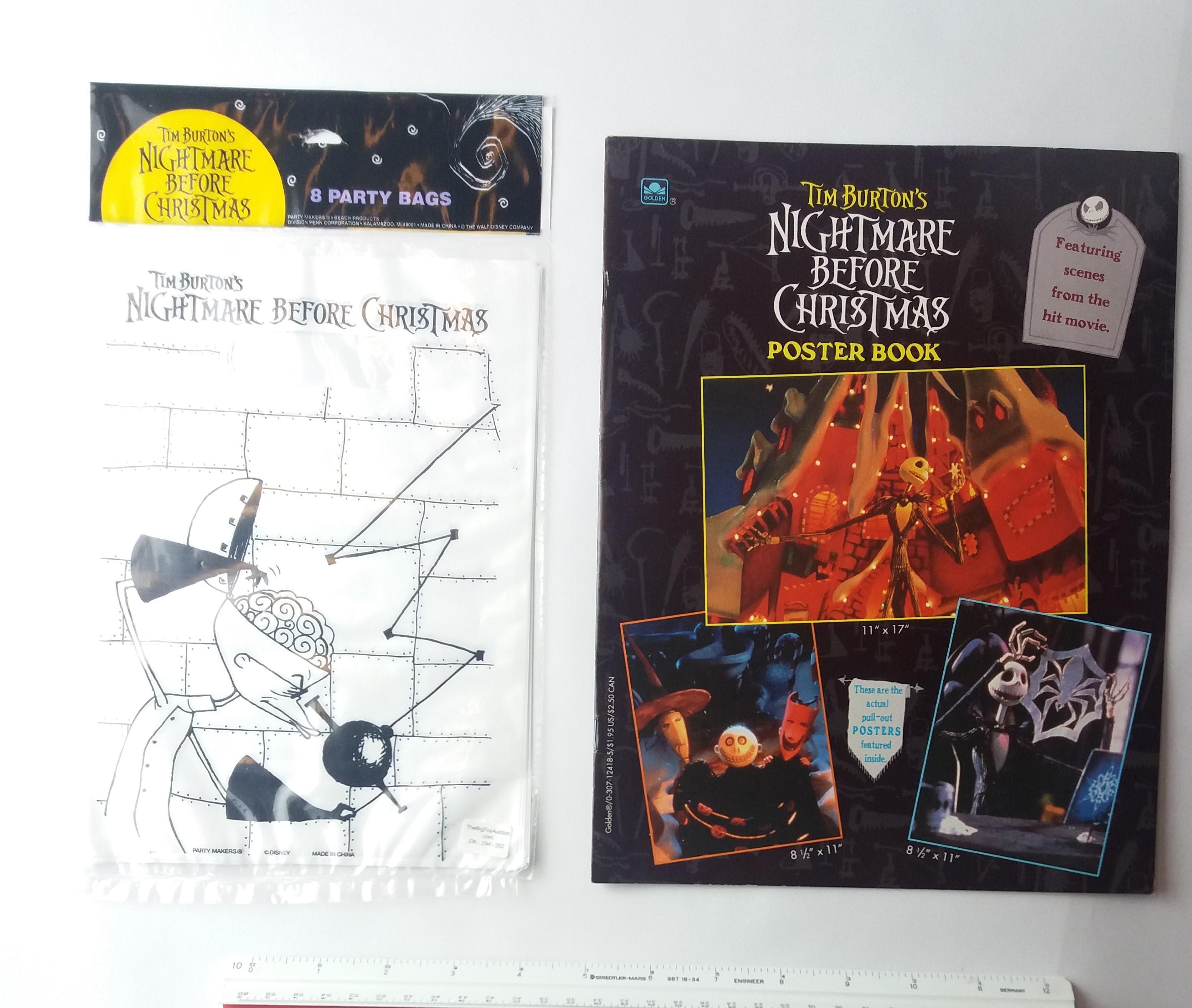 Vintage Disney Nightmare Before Christmas Poster Book & Party Bag/Loot Bags