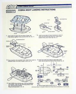 GI Joe Vintage Night Landing Original Hasbro Vehicle Blueprints / Instructions Hasbro