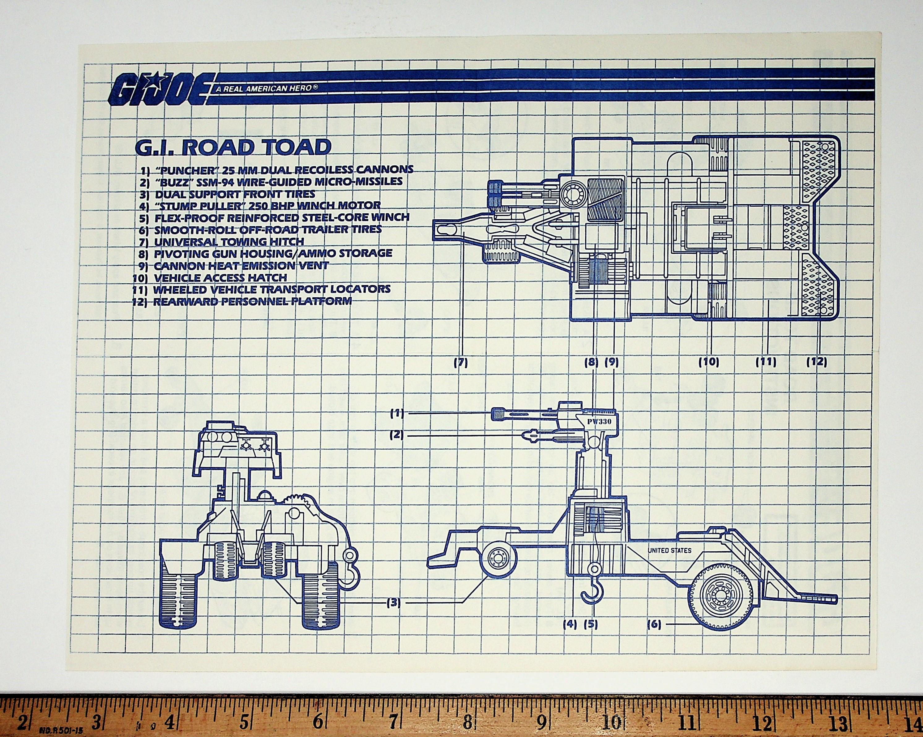 GI Joe Vintage Road Toad Original Hasbro Vehicle Blueprints / Instructions Hasbro