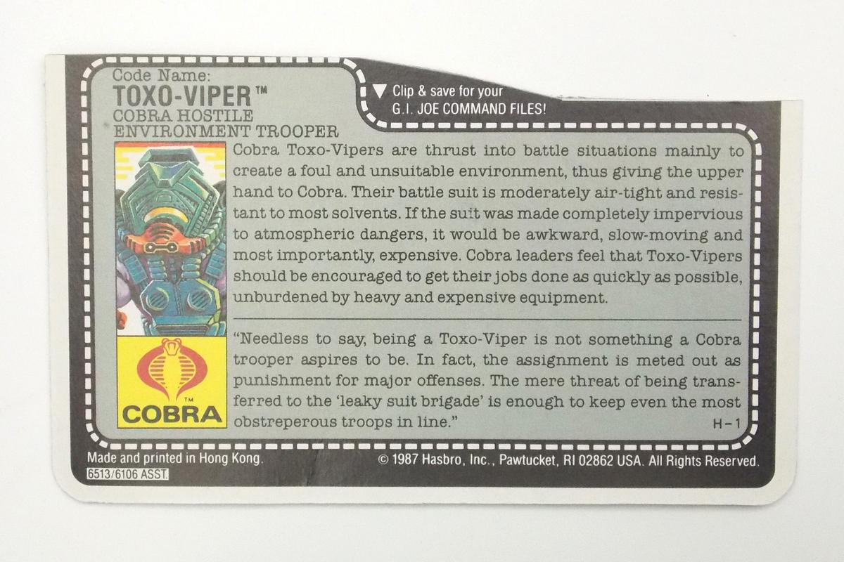 Vintage Toxo-Viper GI Joe FileCard
