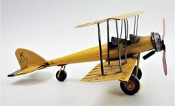 Vintage Tin Litho WWII Biplane Aircraft Metal Model