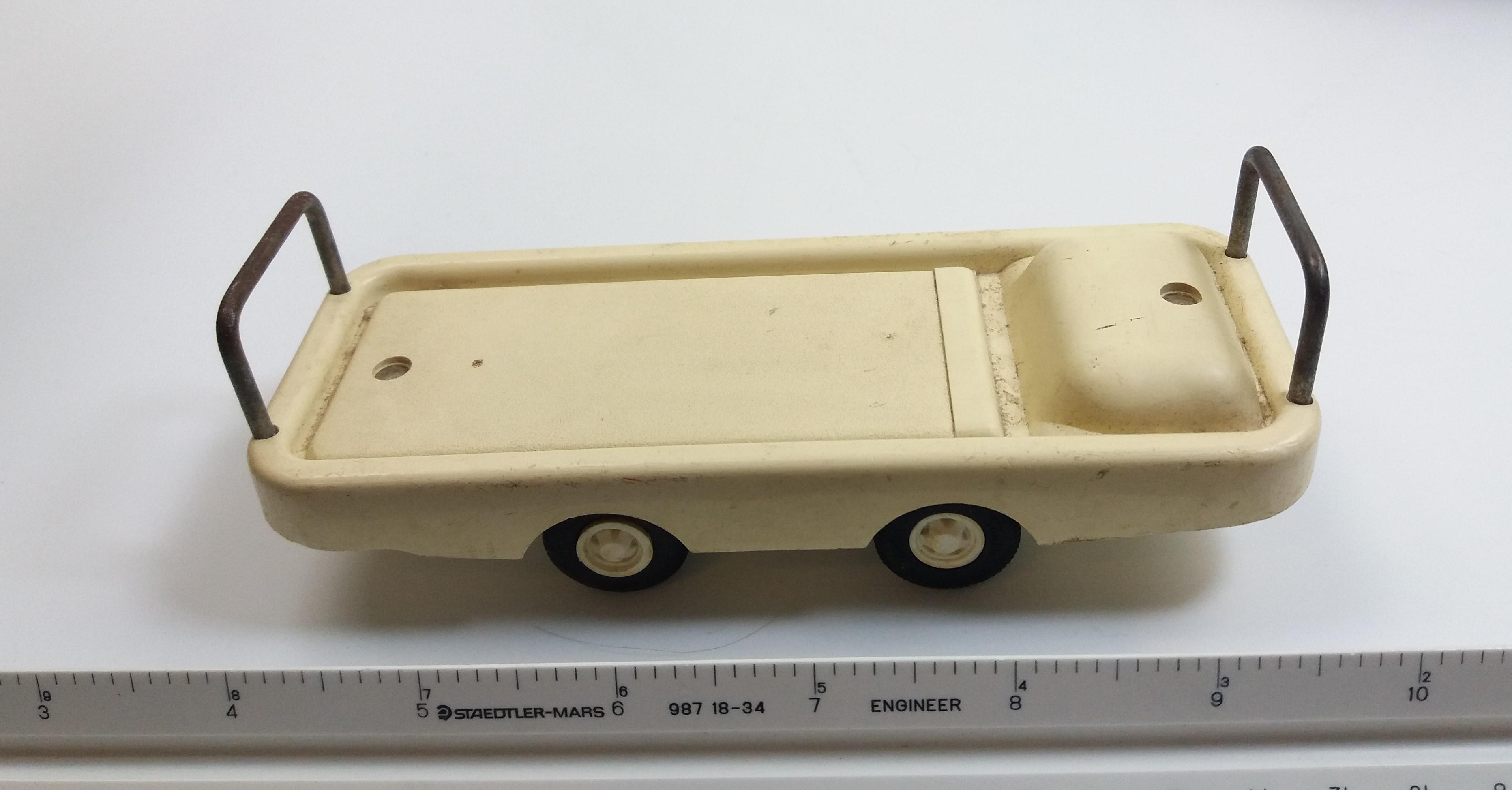 1970's Tonka Ambulance Vehicle & Gurney No. 3875 Vintage Pressed Steel Toy