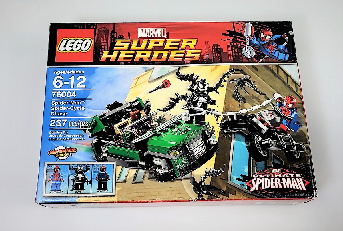 Marvel Lego 76004 Spider-Man Spider-Cycle Chase Building Block Set *May be Incomplete*