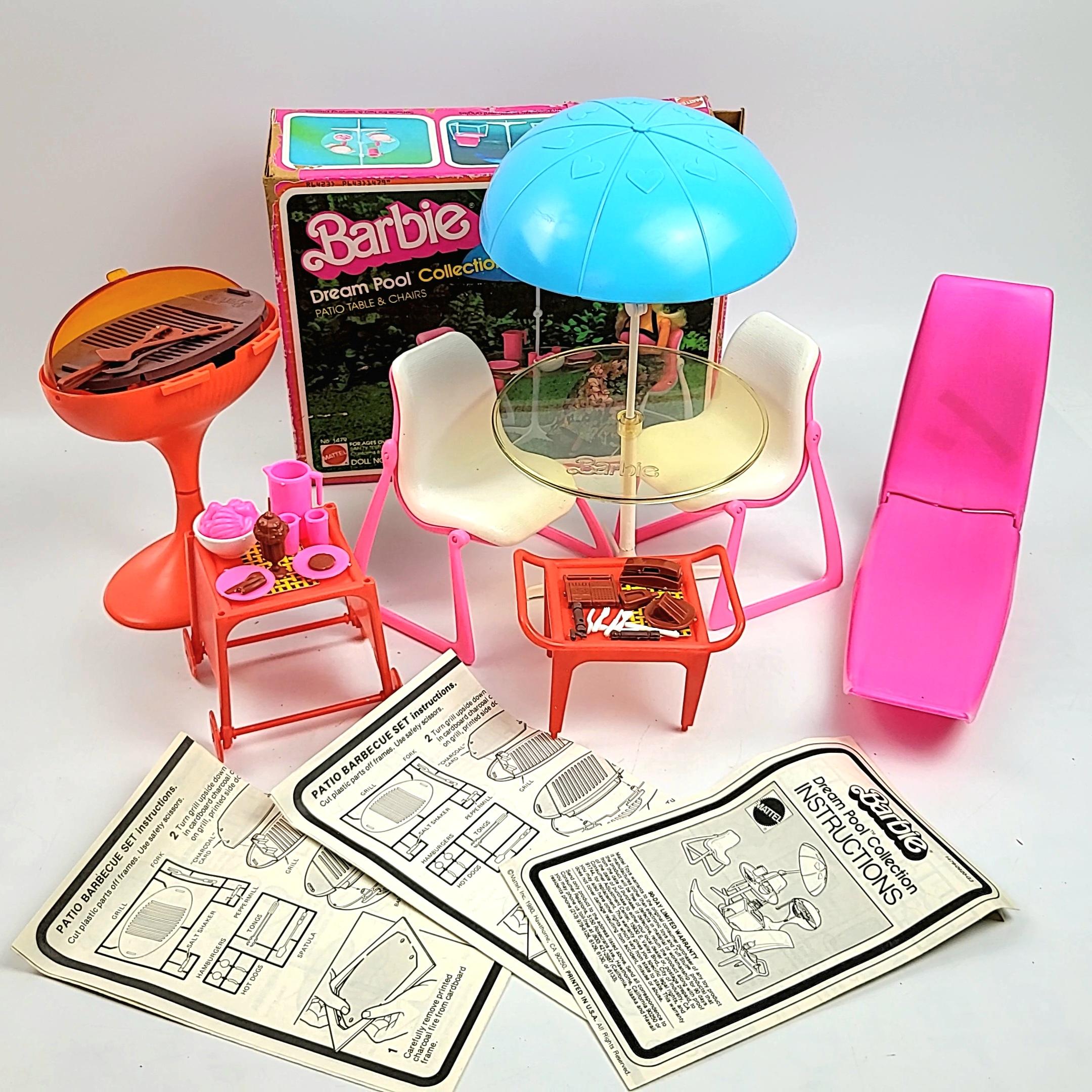 Barbie Dream Pool Collection Vintage Patio Set Acessory Grouping w/ Box