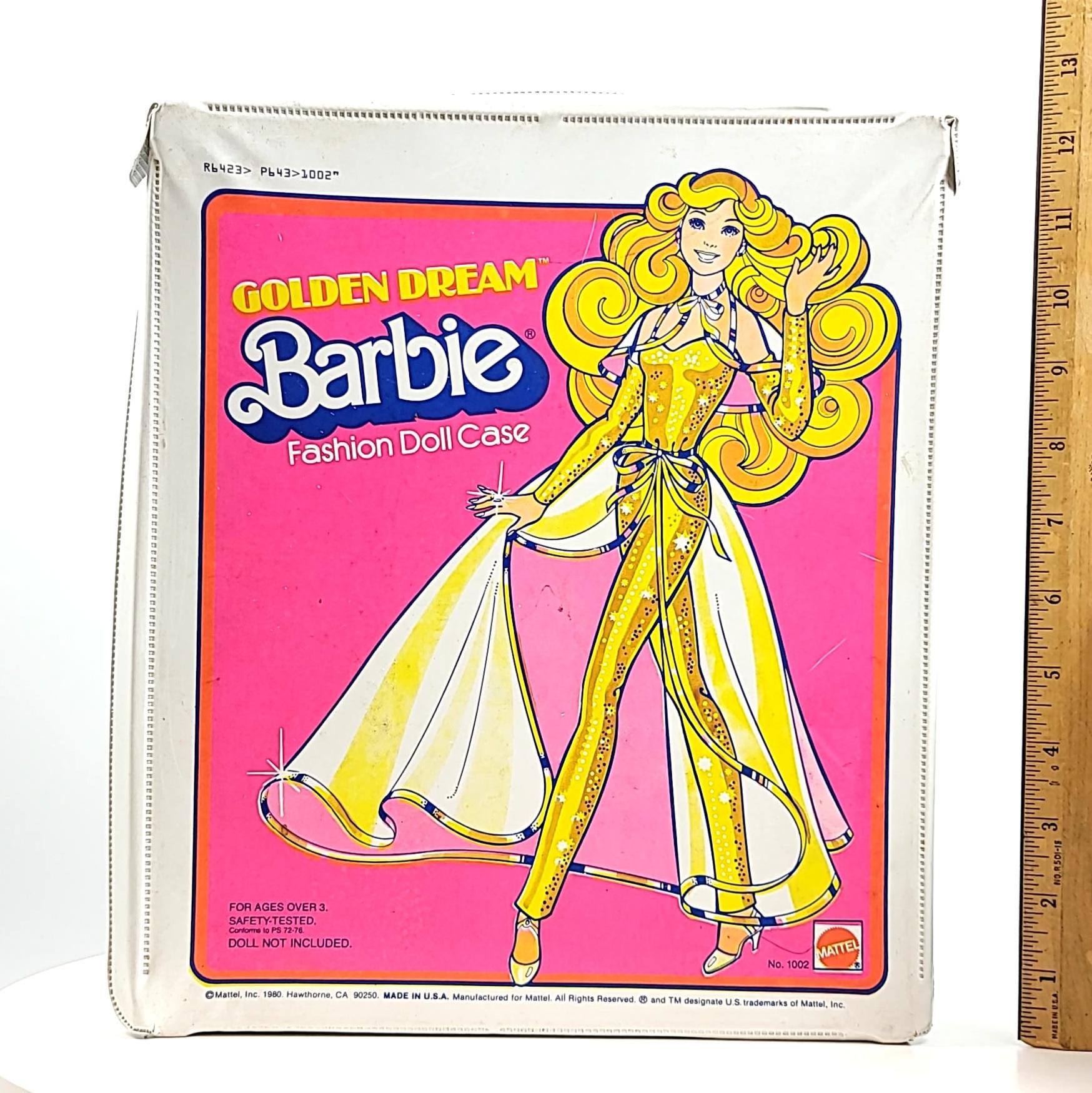 Barbie Golden Dream Fashion Doll Case w/ 3 Vintage Barbies & Accessories