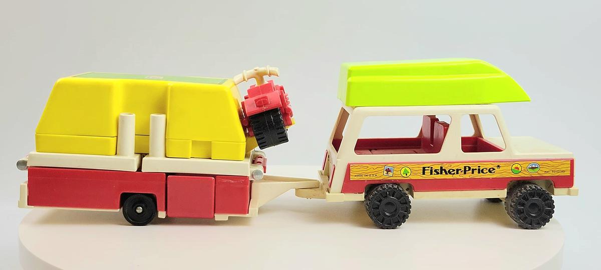 Fisher Price #992 Little People Car & Camper Vintage Toy Grouping