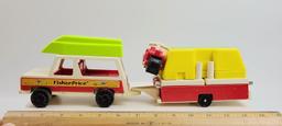 Fisher Price #992 Little People Car & Camper Vintage Toy Grouping