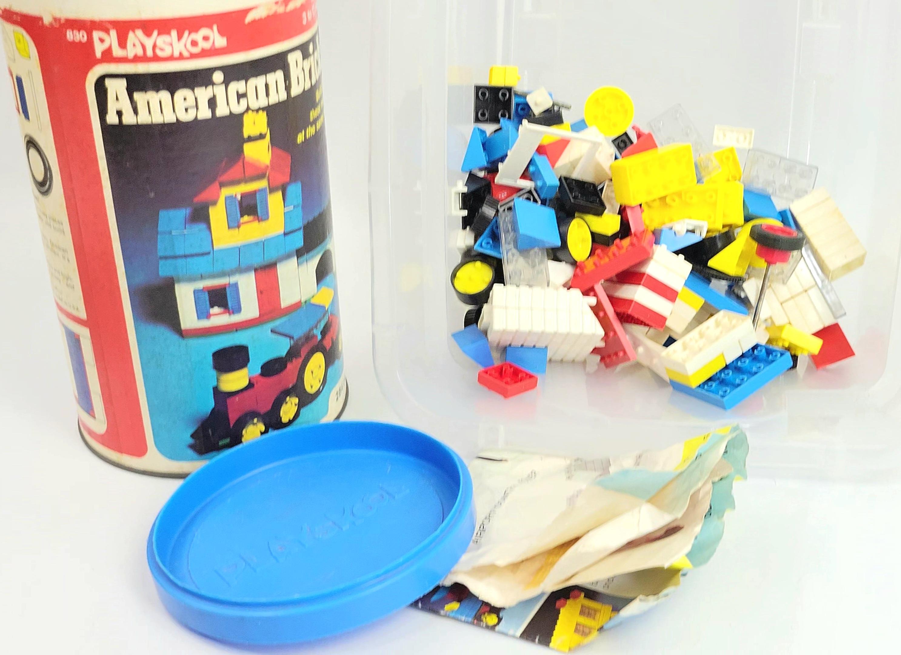 Playskool American Bricks Building Block Set in Original Cannister