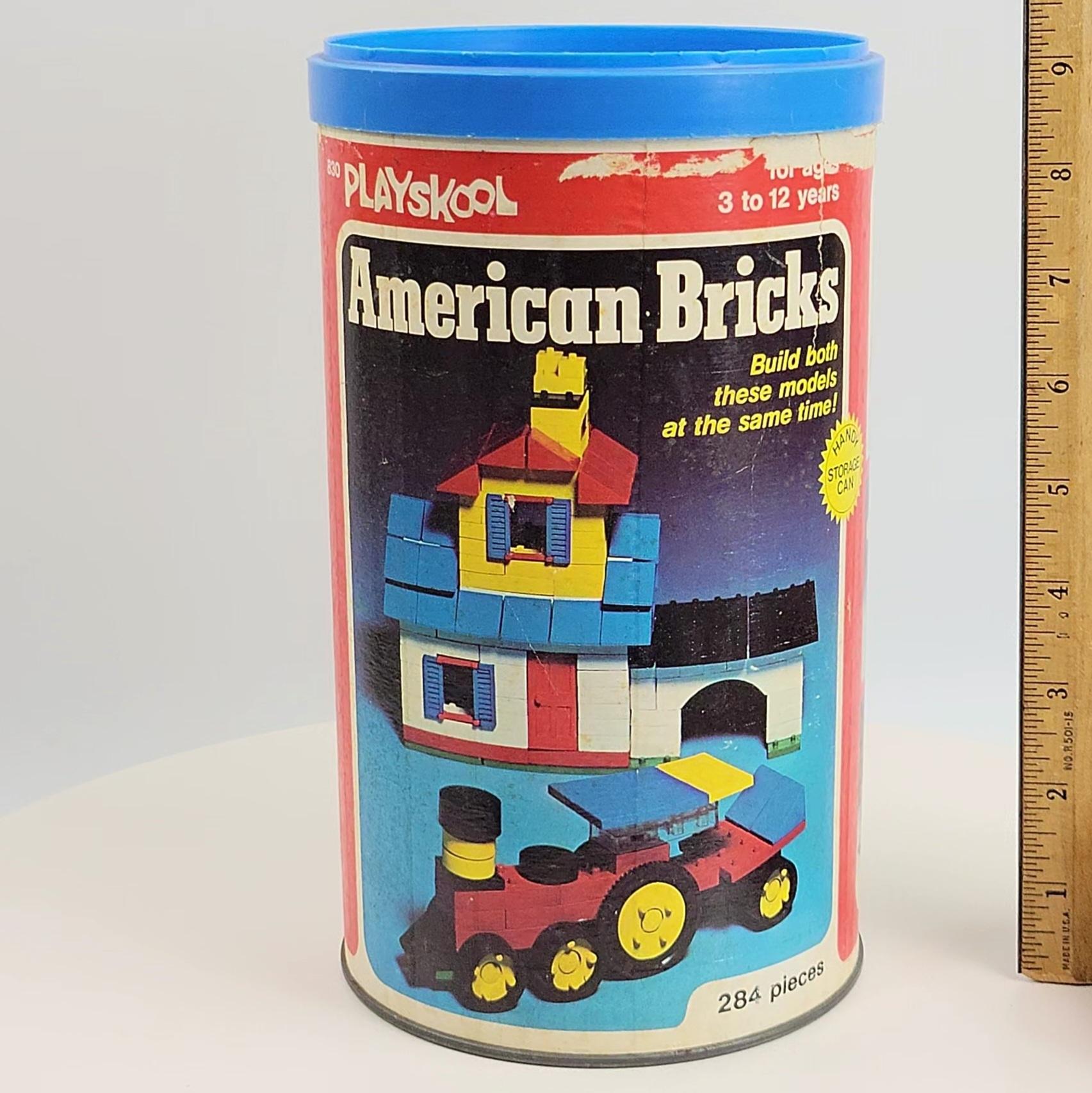 Playskool American Bricks Building Block Set in Original Cannister