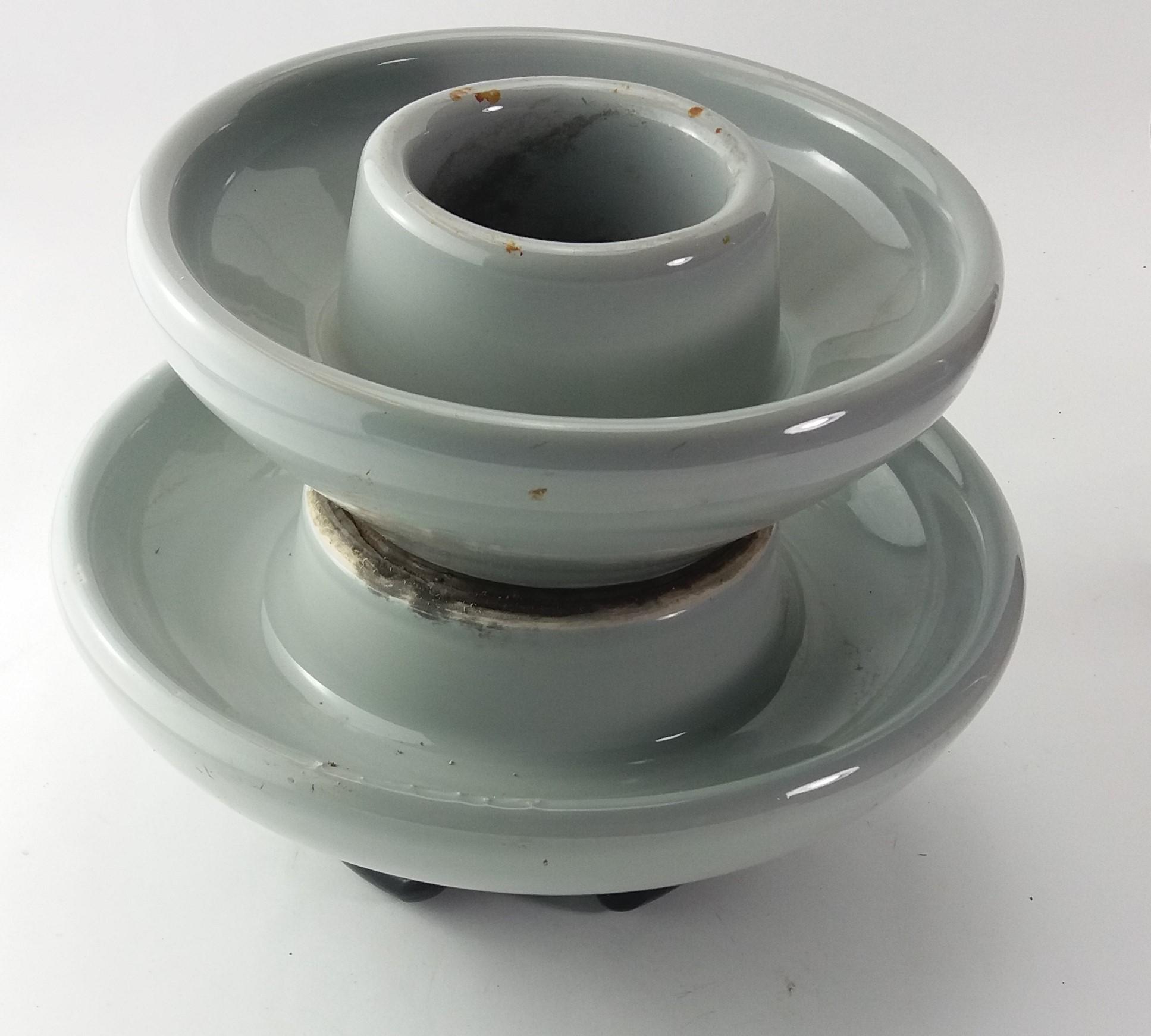 Large Blue Ceramic Electrical Insulator