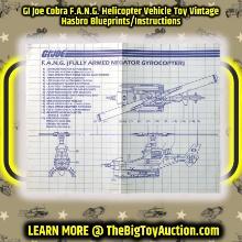 GI Joe Cobra F.A.N.G. Helicopter Vehicle Toy Vintage Hasbro Blueprints/Instructions