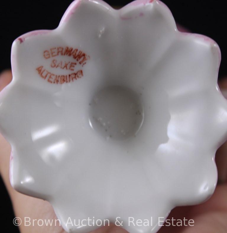 Mrkd. Germany Saxe Altenburg 5.5"h creamer and cov. sugar, Steeple Mold 12, mixed floral d?cor on
