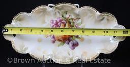 R.S. Prussia Mold 182 relish tray, 12.25" x 6.25", Fruit d?cor, red mark
