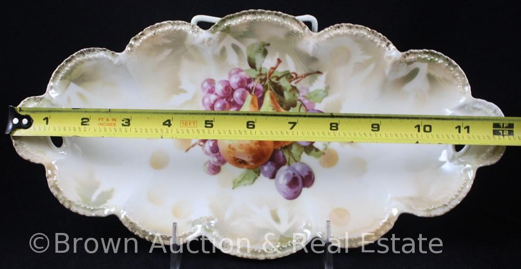 R.S. Prussia Mold 182 relish tray, 12.25" x 6.25", Fruit d?cor, red mark