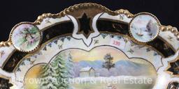 R.S. Prussia Medallion Mold 14 bun tray, 13"l x 9"w, Snowbird center d?cor with Sheepherder and Man