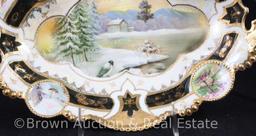 R.S. Prussia Medallion Mold 14 bun tray, 13"l x 9"w, Snowbird center d?cor with Sheepherder and Man