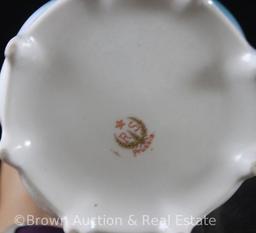 R.S. Prussia Mold 633 chocolate pot, 9.5"h, molded "Laurel" chain undecorated at top, Swans on Lake
