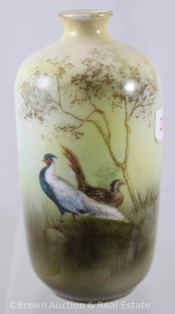 (2) Unm. RSP 4.5"h vases with Pheasants and Roosters