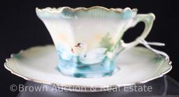 (3) RSP cups and (1) saucer, Swans on Lake, assorted sizes and shapes