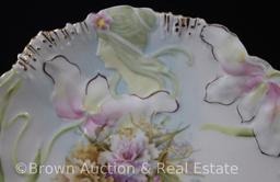 R.S. Prussia Hidden Image 9.75"d cake plate, multi-colored floral d?cor, gold detailing, circle mold