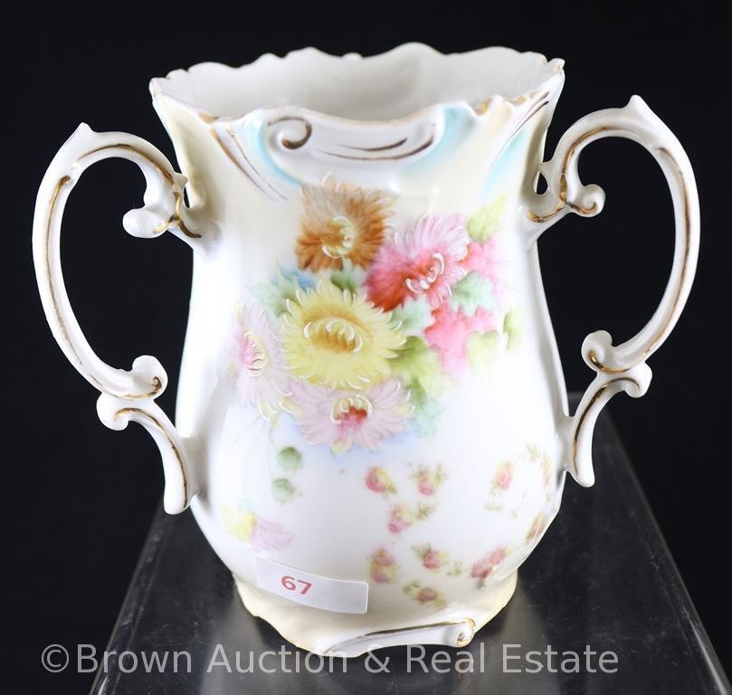 R.S. Prussia OM 5.25"h 3-handled spooner, floral d?cor