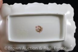 R.S. Prussia card/pin tray with Easter lily, 5.75"l x 3.5"w, red mark