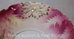 R.S. Prussia Carnation Mold 526 chocolate set, pink roses on white with nice yellow/green/rose